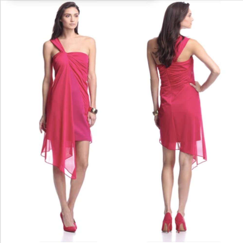 Halston Heritage draped ruched twist party dress